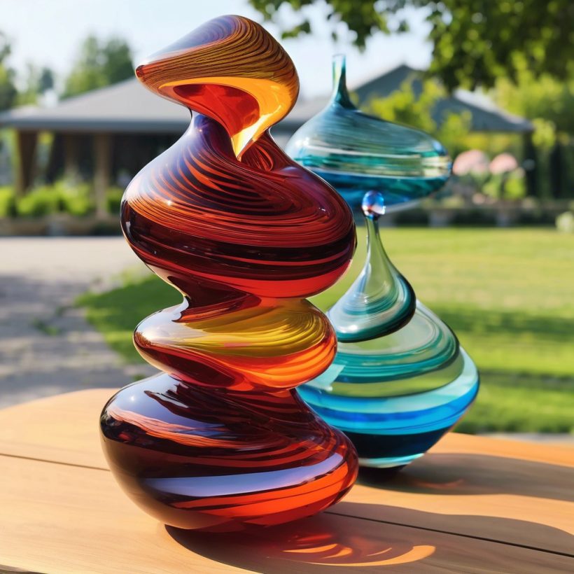 glass blowing art stacked next to each other